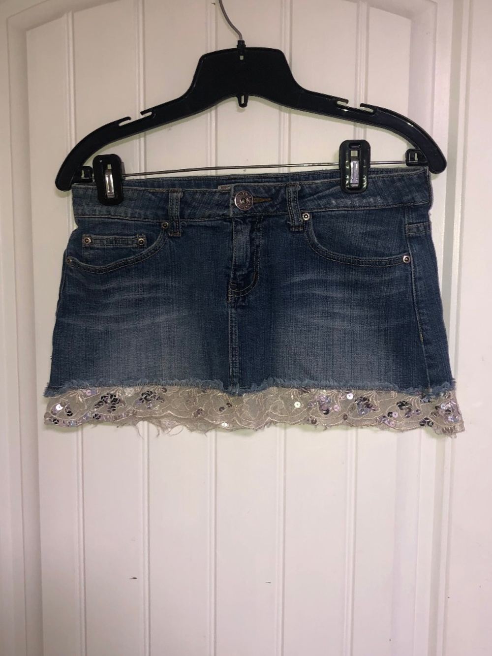 YMI Jean skirt with lace and sequins